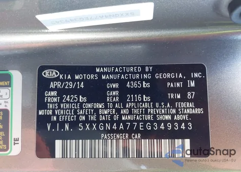 2014 Kia Optima Ex из США, поврежденный, VIN 5XXGN4A77EG349343